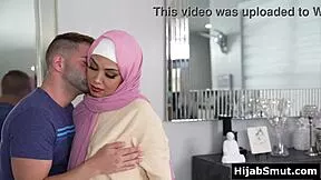 Arab virgin in hijab drops to knees, blows her white boyfriend's cock eagerly