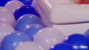 Teen Brunette Teases Big Tits in Holiday Fingering Solo