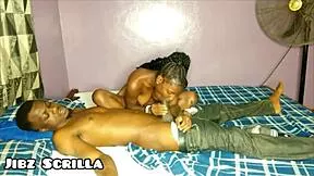 ebony teen rides jibz scrilla's big black cock till cum 😈🍆