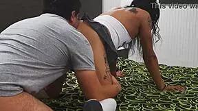 he shoves monster cock up pigtail mexican shemale's ass til she gapes and leaks cum