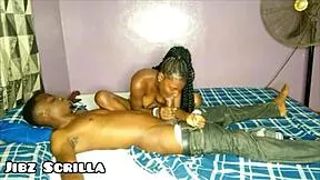ebony teen rides jibz scrilla's big black cock till cum 😈🍆