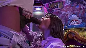 little gf gets her tight spot wrecked by bbc right in the arcade