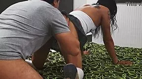 he shoves monster cock up pigtail mexican shemale's ass til she gapes and leaks cum