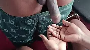 black girl strokes boyfriend's huge ebony cock homemade style