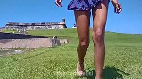 whoops nip slip and upskirt flash from this hairy latina bunny outdoors 😏👣