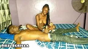 ebony teen rides jibz scrilla's big black cock till cum 😈🍆
