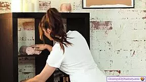 PETITE BABE SLIDES NURU MASSAGE ON NEIGHBOR'S COCK!