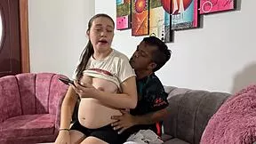 she's my tiny pregnant midget stepsis i catch her horny then he splits her pussy wide
