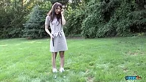 golfing in the field then back home for old man doggystyle creampie on her big ass.