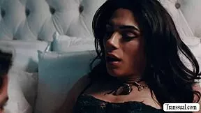 Shemale stepmom hammers horny stepteen's tight hole raw!