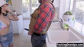 step grandad begs step granddaughter to suck cock in fucked up family taboo