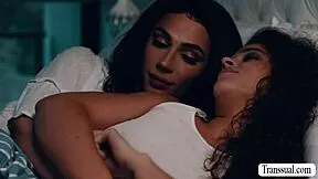 Shemale stepmom hammers horny stepteen's tight hole raw!