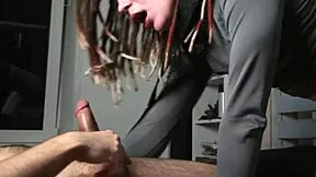 Fucking wet European slut on leash facefucks her submissive tight pussy hard!