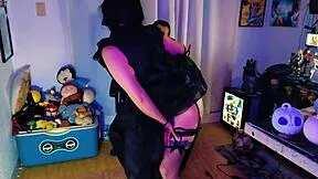 damn hotwife goth merlina cosplay anal assfucking her lover doggystyle with buttplug moaning!