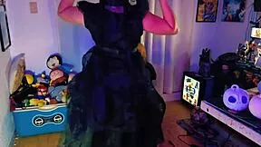 damn hotwife goth merlina cosplay anal assfucking her lover doggystyle with buttplug moaning!