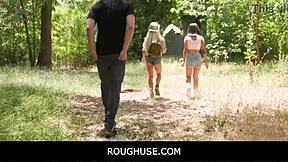 roughuse busty blonde fit kitty drilled rough outdoors anal style in front of jealous asian milf girlfriend