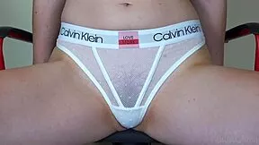 This teen's see-through panties haul bulges with her massive pussy lips