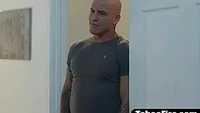 sleazy stepdad tricks stepdaughter into rough pounding session.