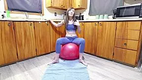 super horny girl humps workout ball until massive squirting orgasm hits