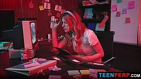 Office Worker Discovers Locked Desk Tapes of Teen Perp Bent Over Monster Black Cock Doggystyle