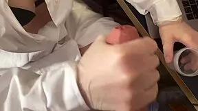 damn this super built milf takes anal fingering and jerks monster cock to cum explosion