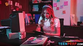 Office Worker Discovers Locked Desk Tapes of Teen Perp Bent Over Monster Black Cock Doggystyle