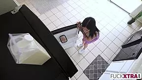 TINY TEEN 18+ shyly tries homemade milk from pornstar in intimate session