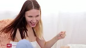 Skinny beauty cruella fingers pussy then takes brutal anal doggystyle ride