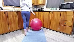 super horny girl humps workout ball until massive squirting orgasm hits