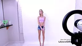 Hot Skinny Tanned Girl with Piercing RIMS and SUCKS Big Cock in Casting Interview