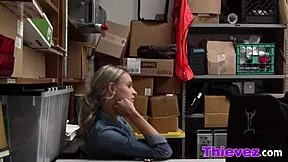 Blonde thief caught bent over taking boss cock doggystyle