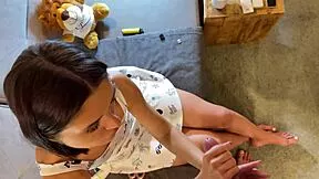 wanna see this skinny brunette tease big cock in kitchen?