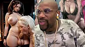 Big-Breasted Trans Damsel Sucks Ebony Cock with Anal Beads