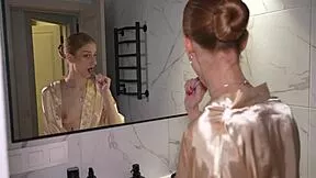 the soap glides over her tattooed skin while he thrusts deeper in steamy bath session