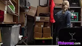 Blonde thief caught bent over taking boss cock doggystyle