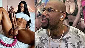 Big-Breasted Trans Damsel Sucks Ebony Cock with Anal Beads