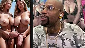 Big-Breasted Trans Damsel Sucks Ebony Cock with Anal Beads