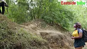 she screams wildly during intense bush track outdoor pounding session