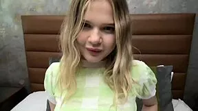 Tall skinny blonde teen drops to knees for intense POV cock sucking