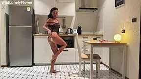 muscular housewife spanked on kitchen table with tan lines exposed closeup