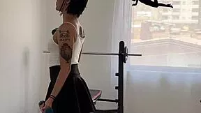 😏 hot colombian gym slut teases with toys on huge natural tits skinny waist tattooed body deepthroat workout humiliation muse 🔥💦