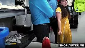 security staff gangbang pixie petite latina's small tits body in office striptease