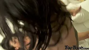 stunning thai ladyboy bares petite ass for bareback pounding in bangkok tgirl action 😍🍆🔥