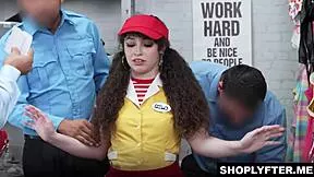 security staff gangbang pixie petite latina's small tits body in office striptease