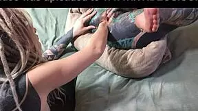 dreadlocked tattooed goth fists her latex-covered ass?!