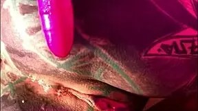 dreadlocked tattooed goth fists her latex-covered ass?!