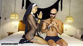nun violeta grey squirts soaking pussy drains cock missionary style