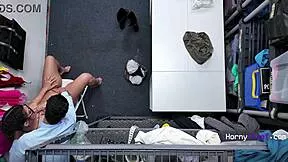 teen thief caught stealing gets roughly stuffed with old man's cum