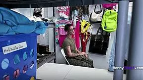 teen thief caught stealing gets roughly stuffed with old man's cum