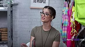 teen thief caught stealing gets roughly stuffed with old man's cum